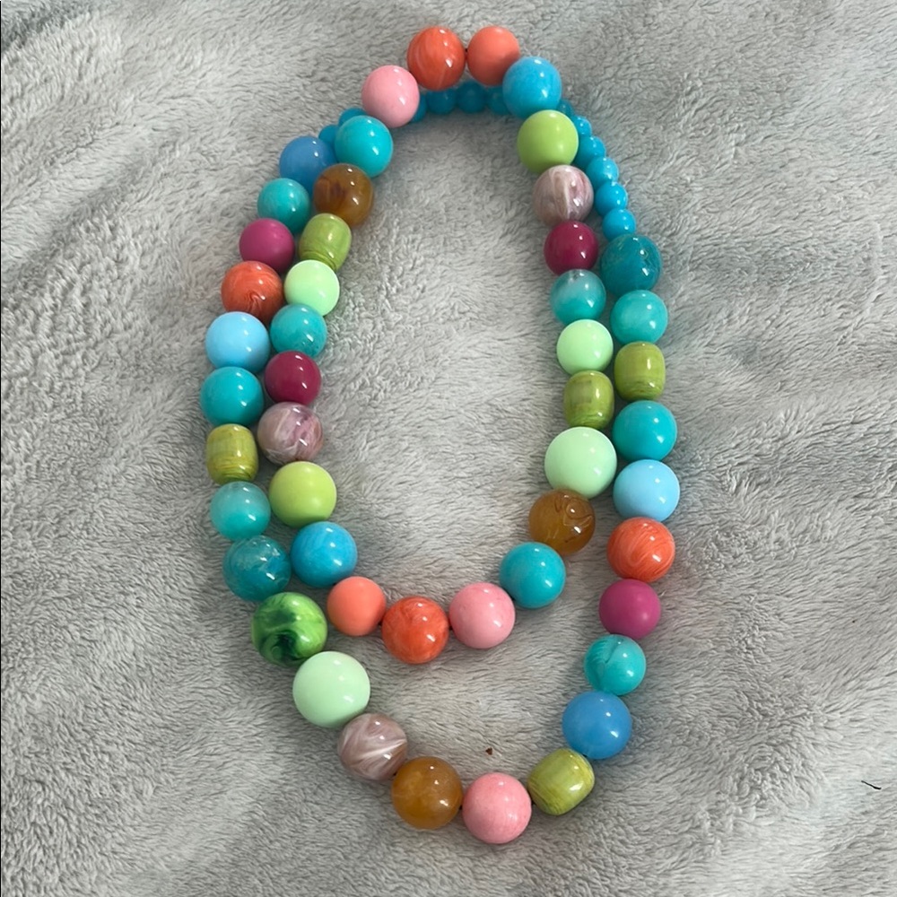 Leetie Lovendale Pink and Blue Beaded Necklaces Vibrant Jewelry - Picture 2 of 5